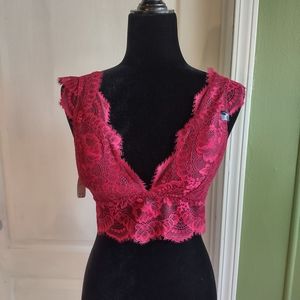 La SENZA Bralette Size Medium Burgundy Lace